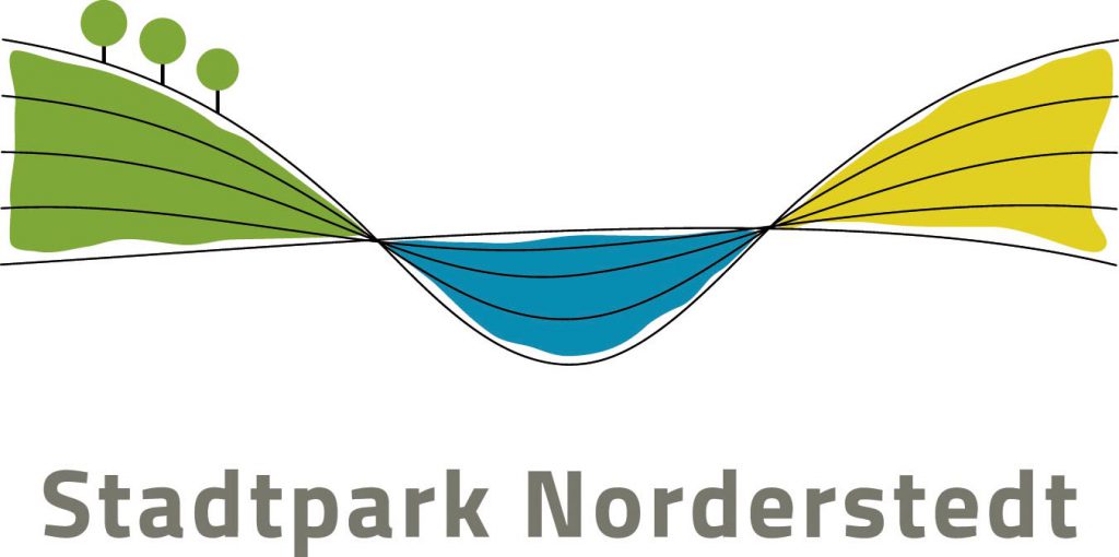 Spotz Logo Stadtpark Norderstedt - stilisierter Park, stilisiertes Wasser, stilisierter Strand